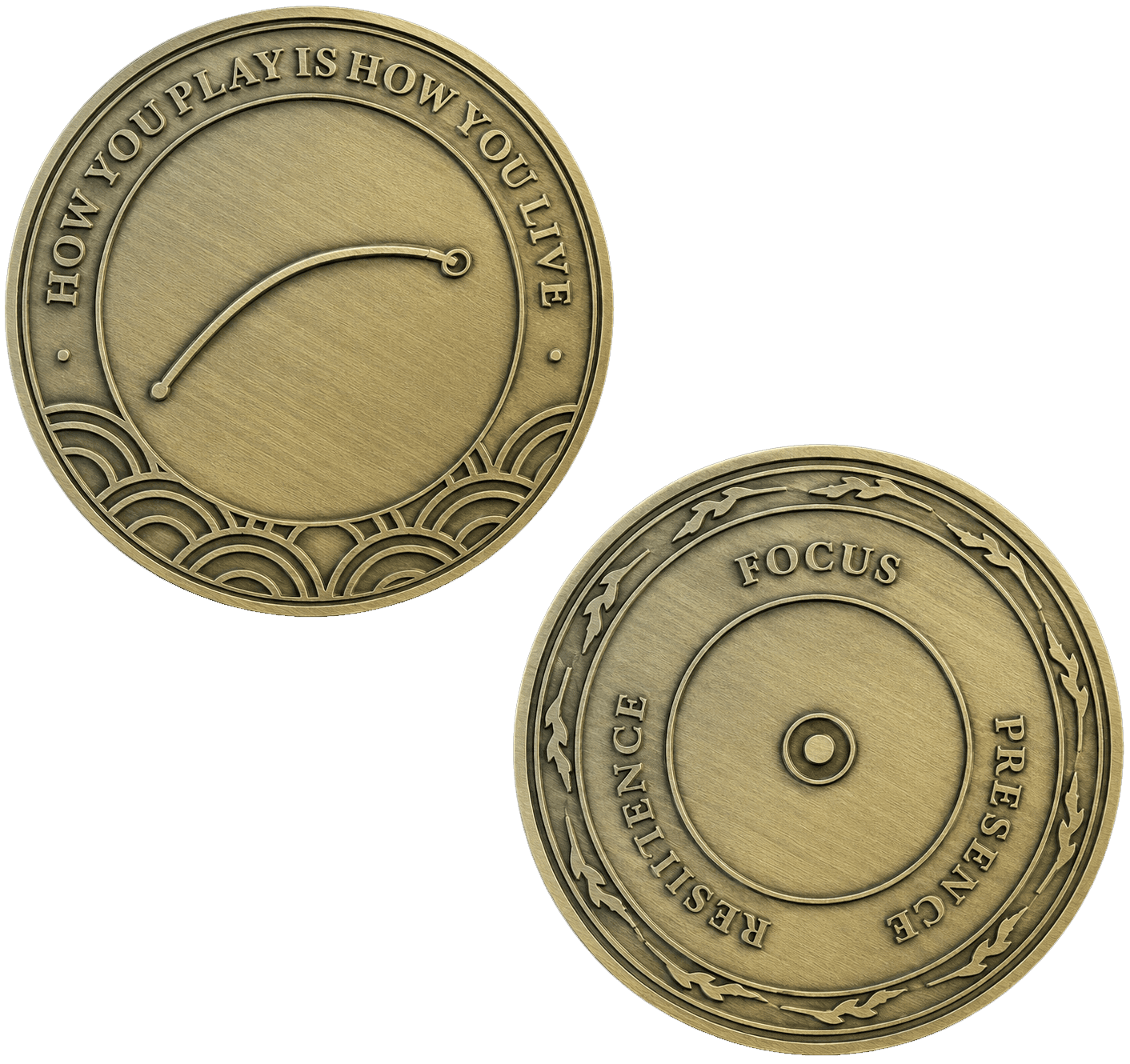 Take Time To brass coin, front and back