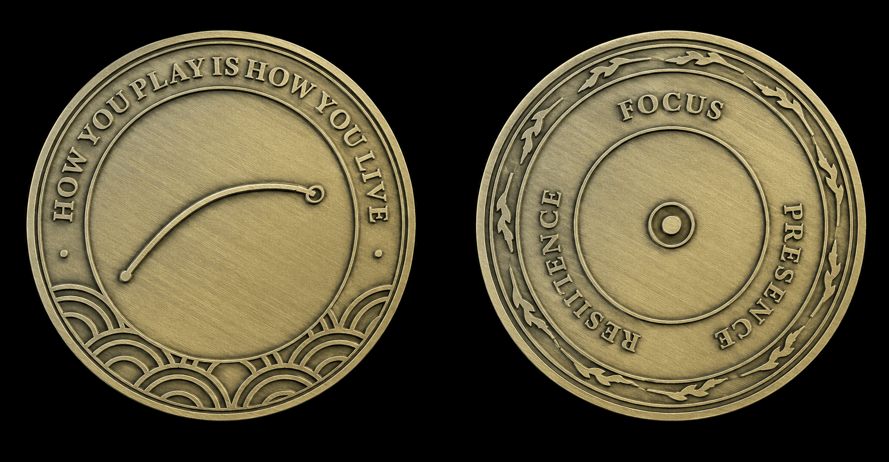 Take Time To brass coin, front and back