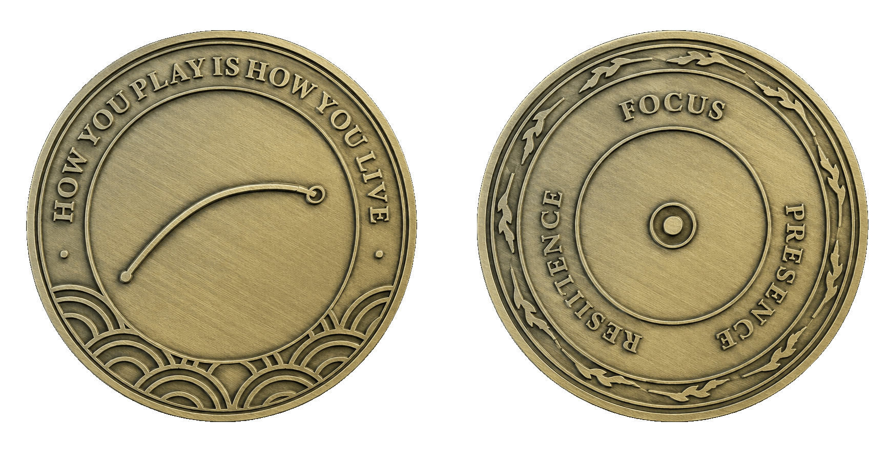 Take Time To brass coin, front and back